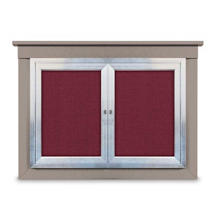 United Visual Products 36"x36" 1-Door Enclosed Letterboard, Header, Green Felt/Cherry UV2623HD-CHERRY-GREEN